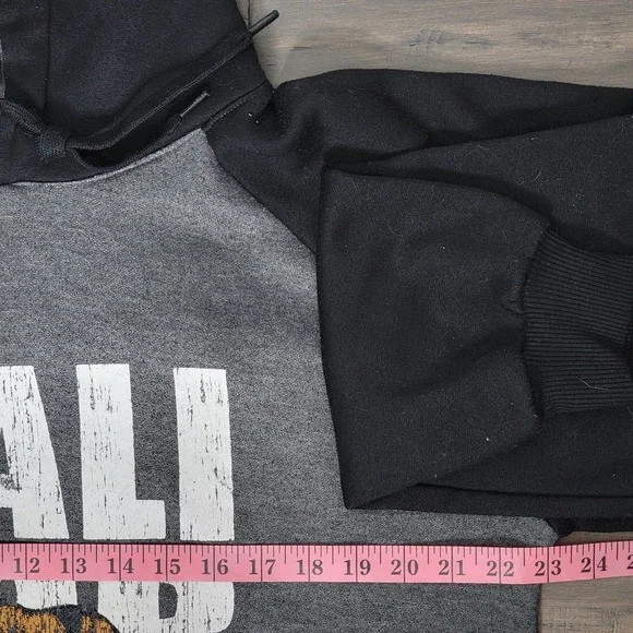 Vintage Hill Made in USA California Republic Bear Hoodie Pullover Black Gray M - Picture 5 of 7